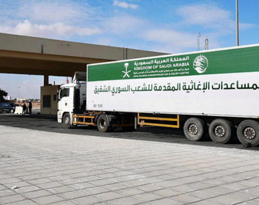 Saudi Aid: 60 Trucks Head to Syria with Relief Supplies