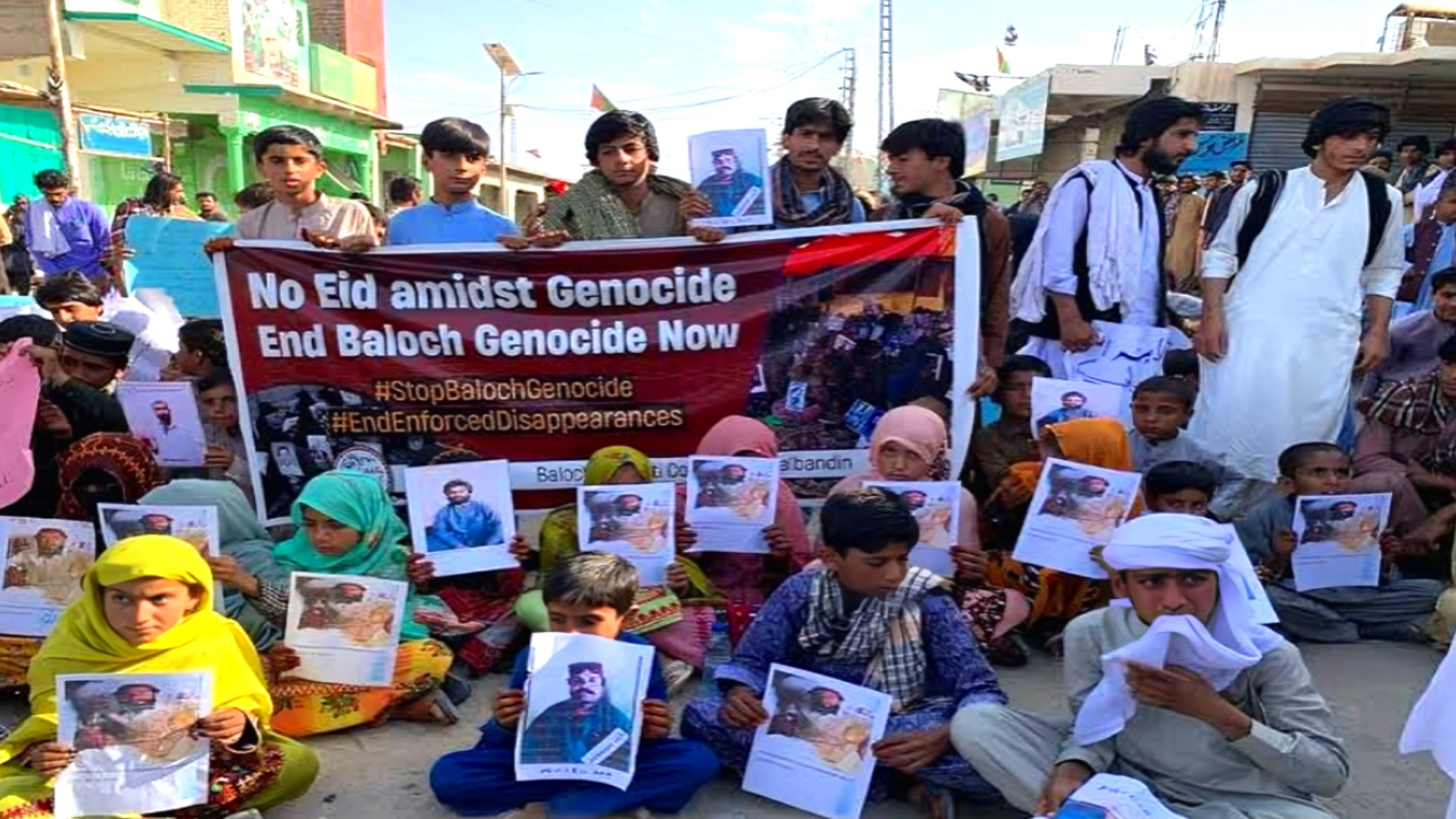 Protest held in quetta on eid demanding recovery of missing persons and release of byc leaders