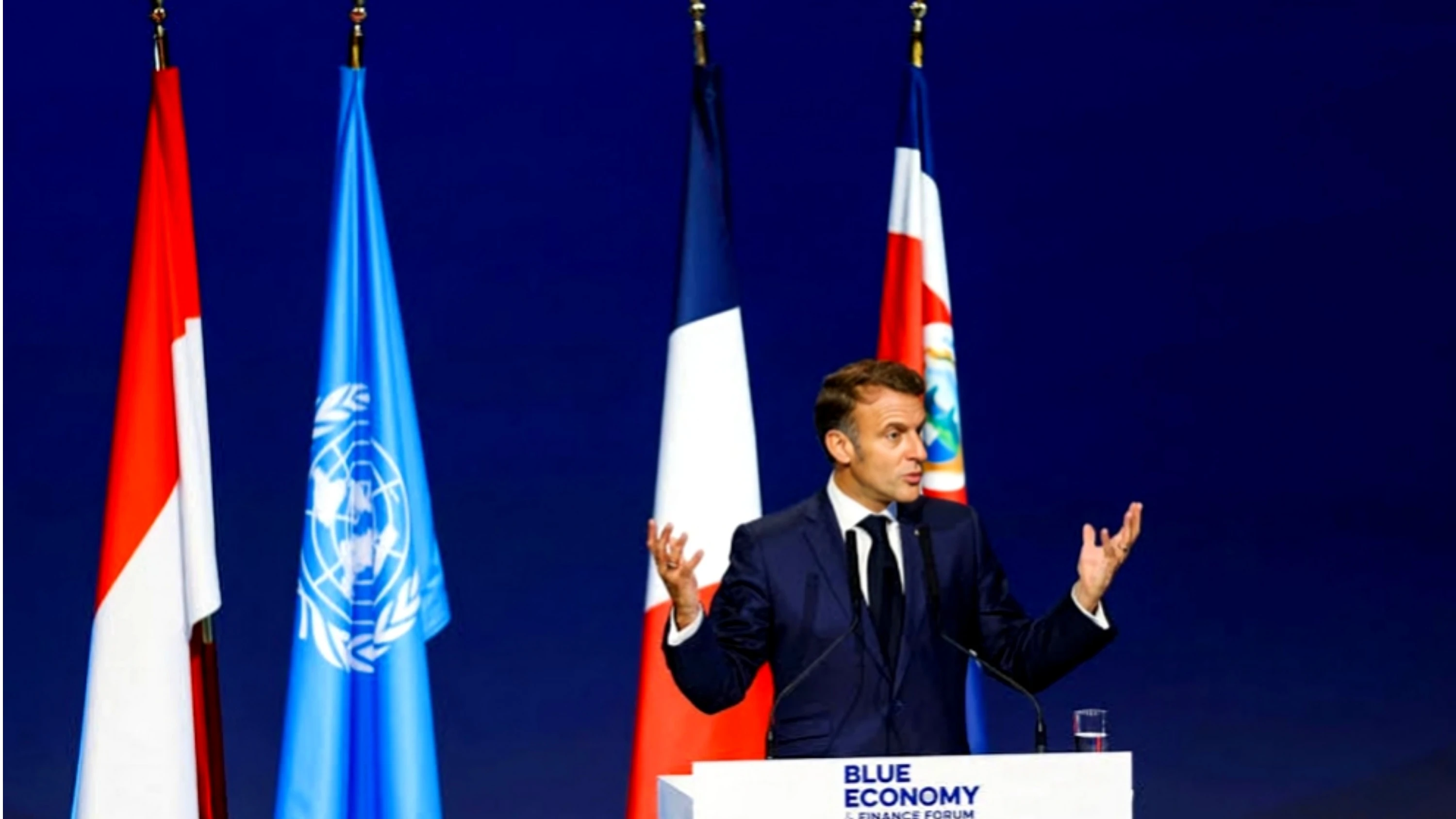 Macron criticizes u.s. climate funding cuts, calls for global ocean protection at un summit