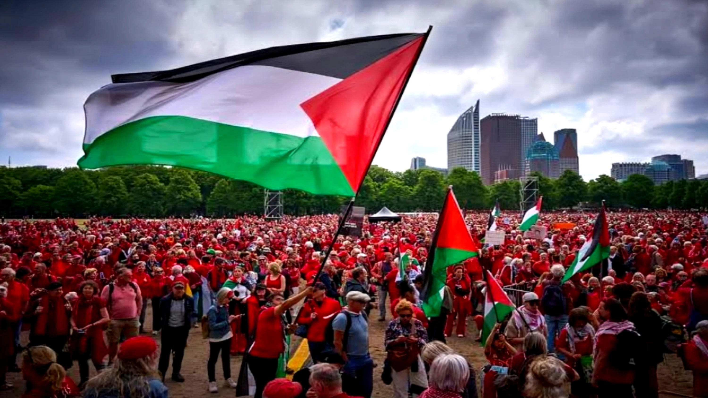 Massive Pro-Palestine Protest in The Hague Demands Dutch Sanctions on Israel