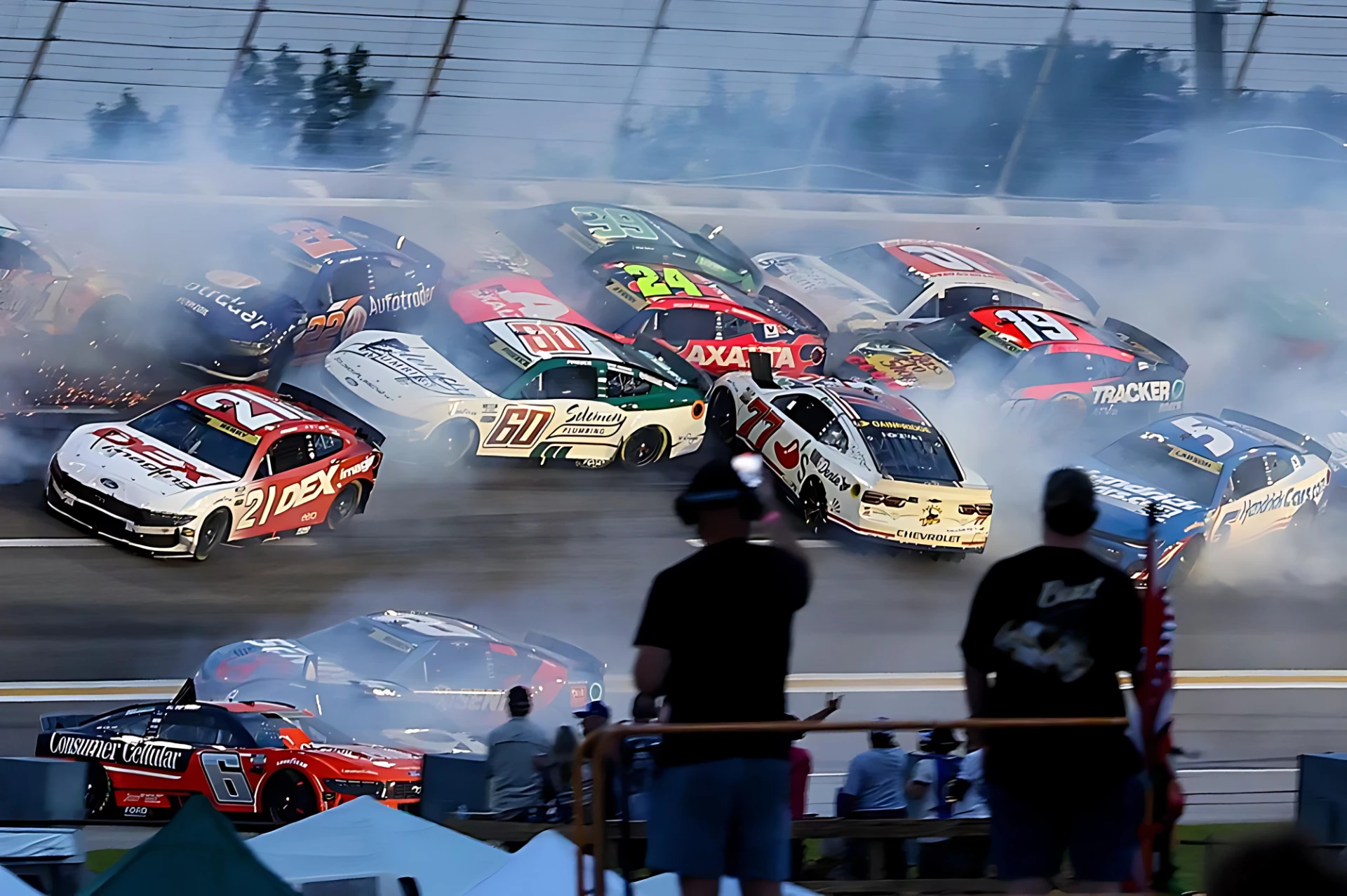 Atlanta nascar race halted after massive crash on track
