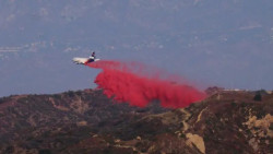 Pink Powder Blankets Southern California as Crews Battle Wildfires