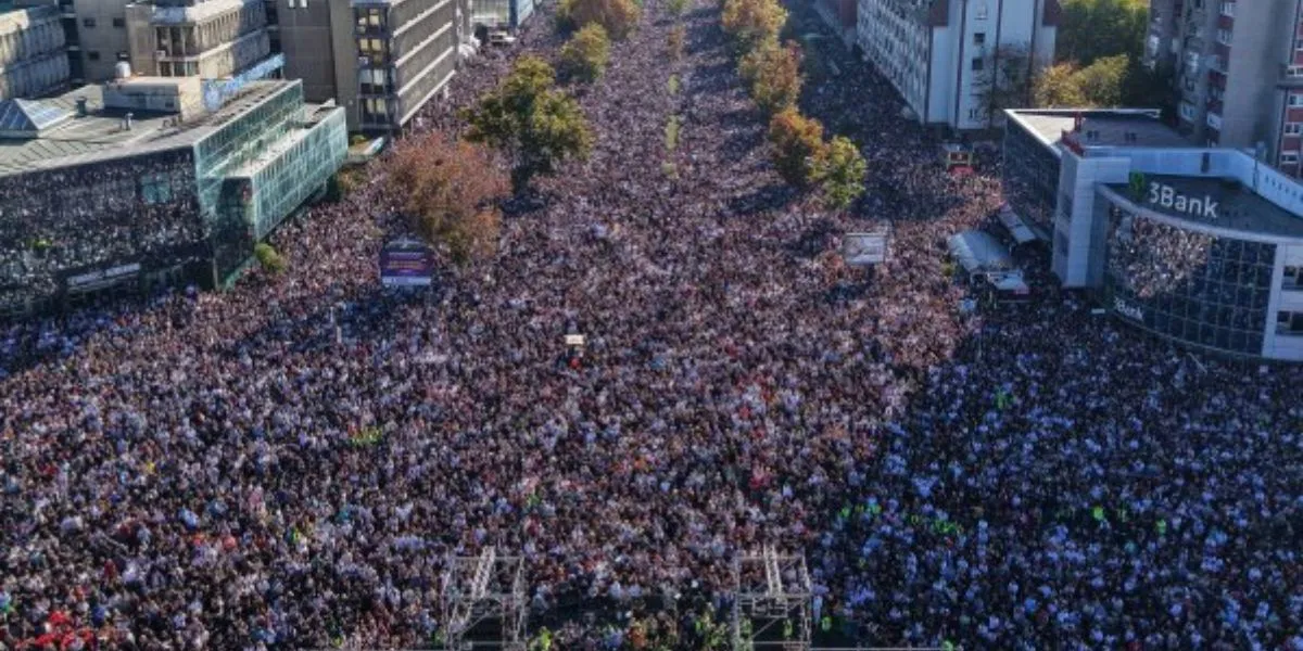 Thousands Rally In Novi Sad Demanding Justice One Year After Tragedy