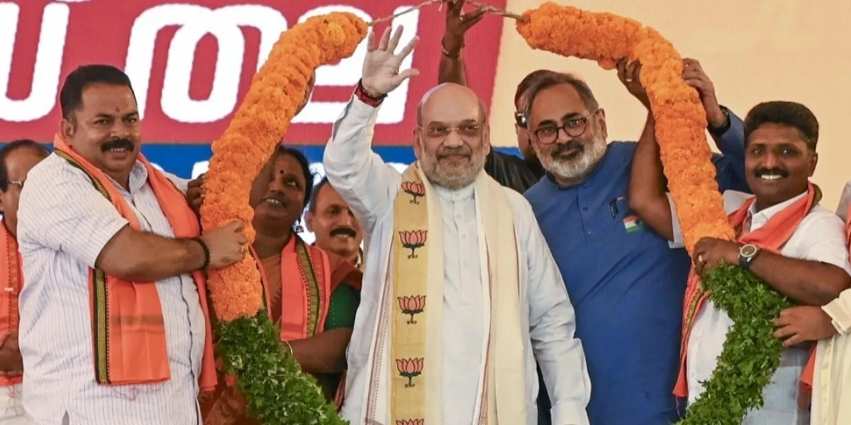 Amit Shah Hoists BJP Flag in Thiruvananthapuram on Party’s 47th Foundation Day, Eyes Kerala Poll Momentum