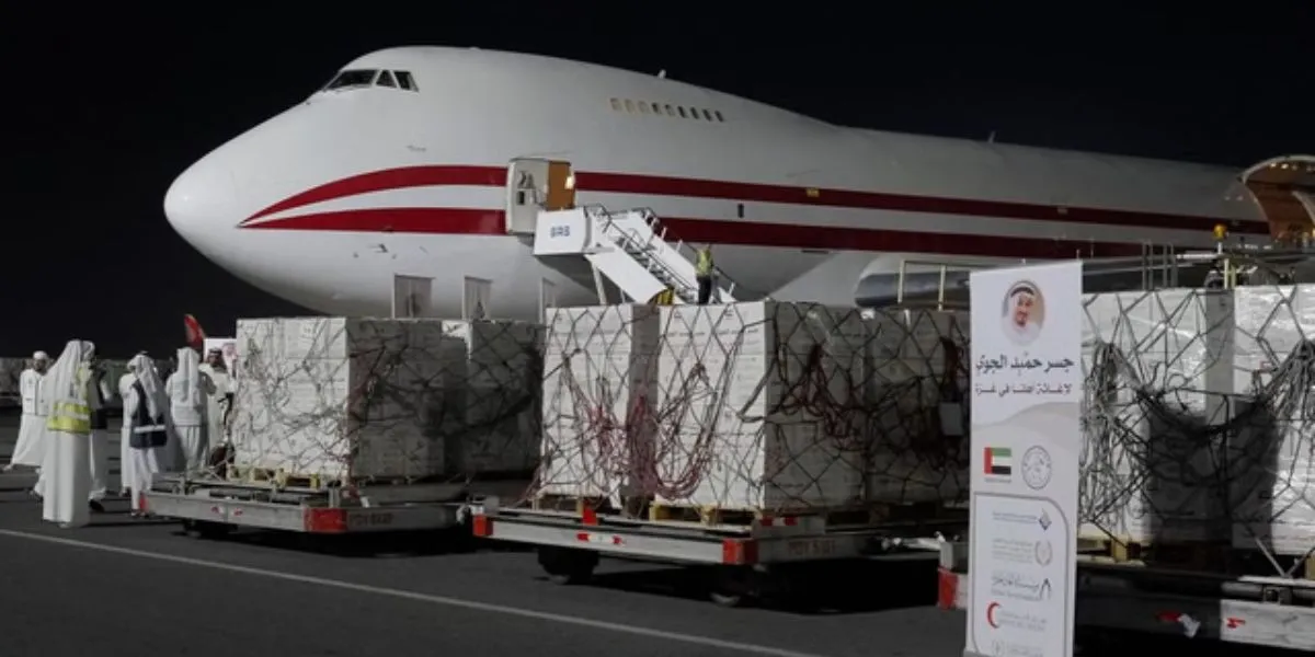 UAE Humaid Air Bridge Delivers 600 Tonnes Gaza Humanitarian Aid Relief Support