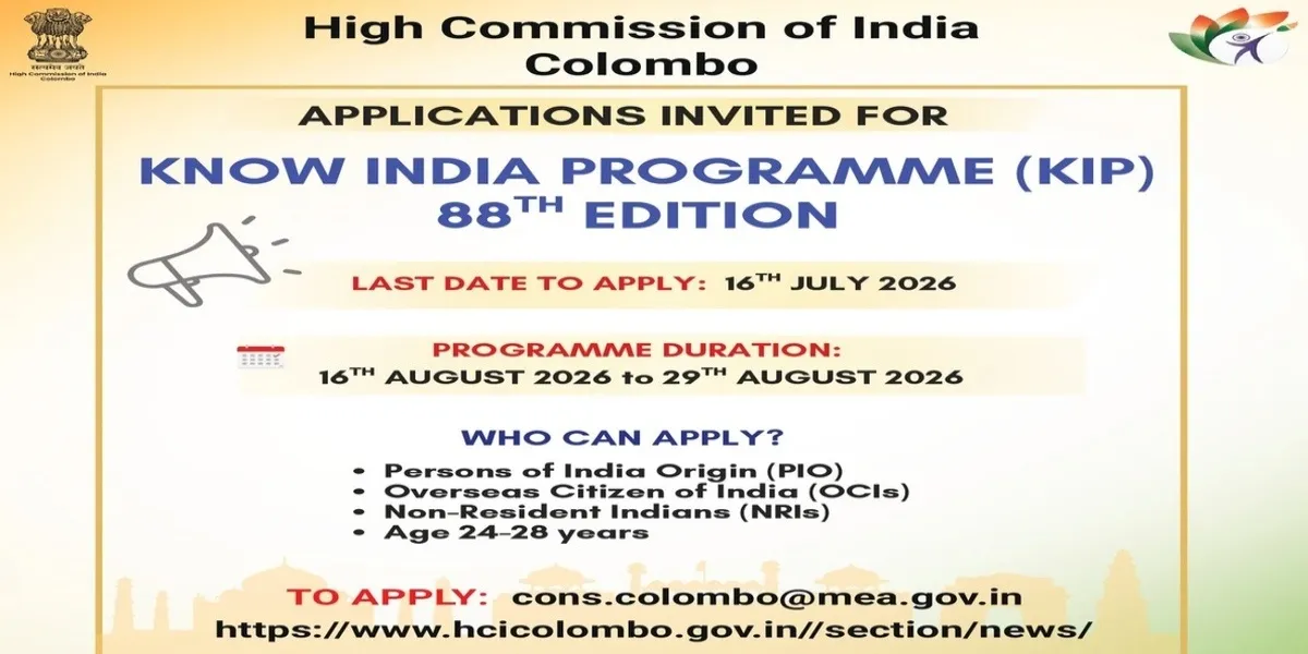 Indian Diaspora in Sri Lanka Invited to Apply for 88th Know India Programme