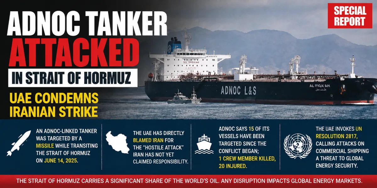 ADNOC Tanker Hit by Missile in Strait of Hormuz: UAE Blames Iran as Shipping Crisis Deepens
