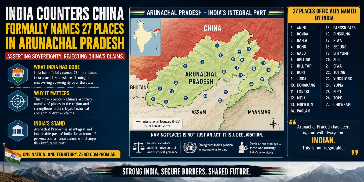 India Counters China, Names 27 Arunachal Places on Official Map