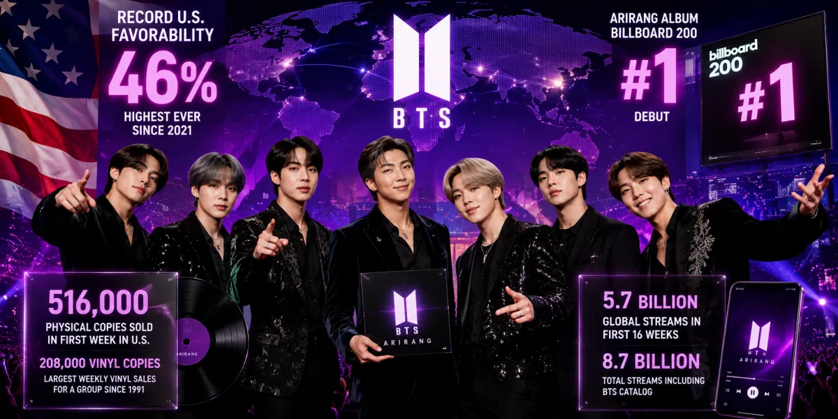 BTS Wins Record U.S. Favorability As ARIRANG Strengthens Global Dominance