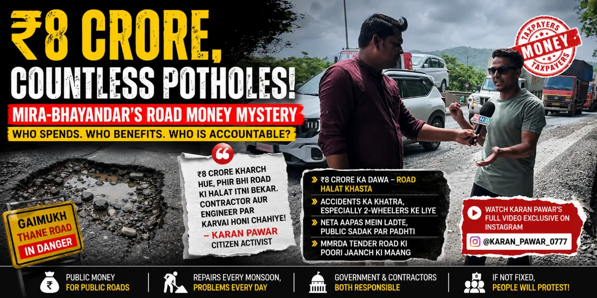 ₹8 Crore, Countless Potholes: Mira-Bhayandar’s Road Money Mystery and the Cost Paid by Taxpayers