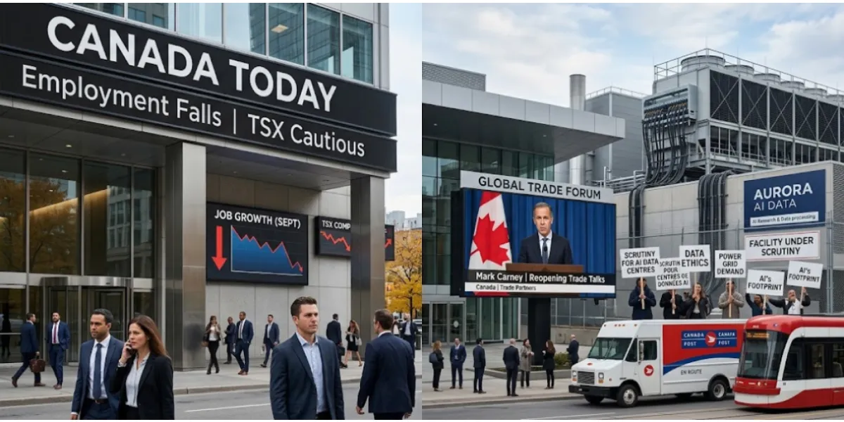 Canada Today | Employment Falls, TSX Stays Cautious, Carney Reopens Trade Talks And AI Data Centres Face Scrutiny