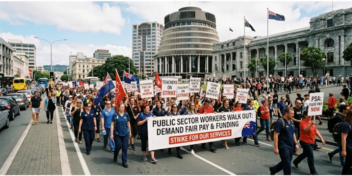 New Zealand Workers Walk Out As Public Sector Pay Tensions Rise