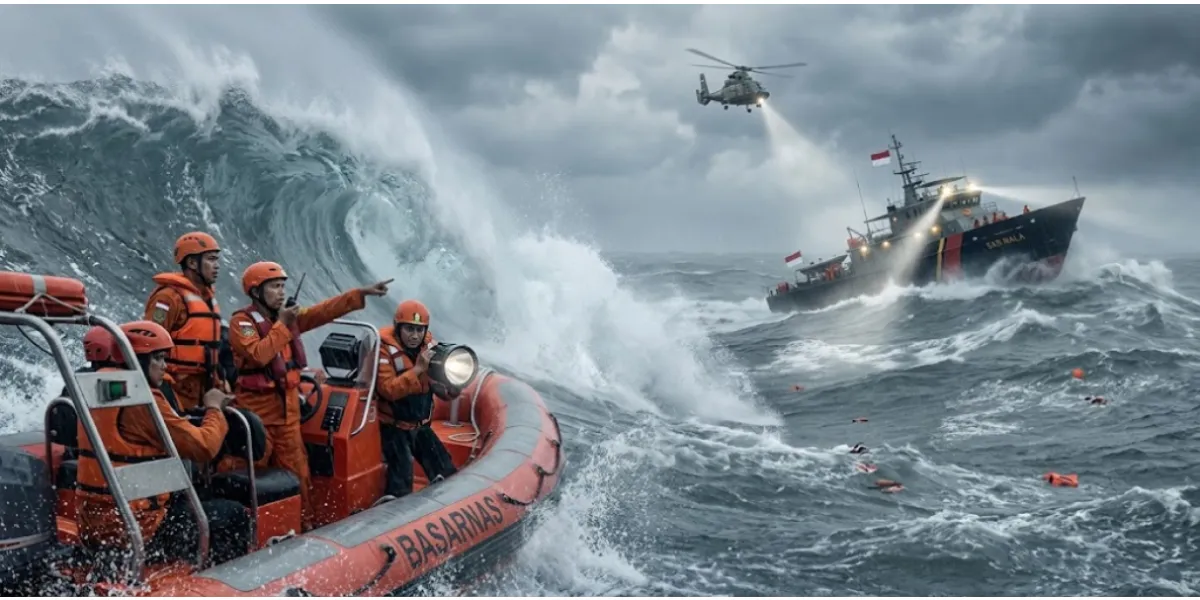 Indonesia Rescuers Battle Giant Waves Searching For 129 Missing Passengers