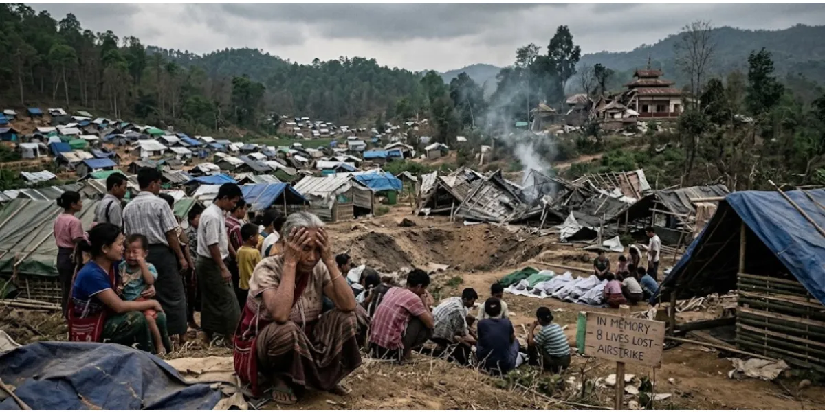 Myanmar Military Airstrikes Strike Displacement Camps, Killing Eight Civilians